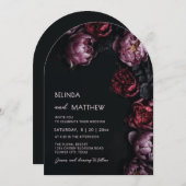 Dark Moody 3D Flowers Wedding Invitation Kaart (Voorkant / Achterkant)