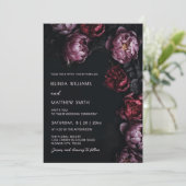 Dark Moody 3D Flowers Wedding Invitation Kaart (Staand voorkant)