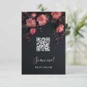 Dark Moody 3D Roses Wedding | Scan Me  RSVP Kaartje (Staand voorkant)