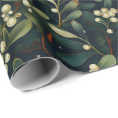 Dark Moody Amerikaanse Mistletoe Winter Holiday Cadeaupapier (Rol Hoek)