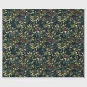 Dark Moody Amerikaanse Mistletoe Winter Holiday Cadeaupapier (Vlak)