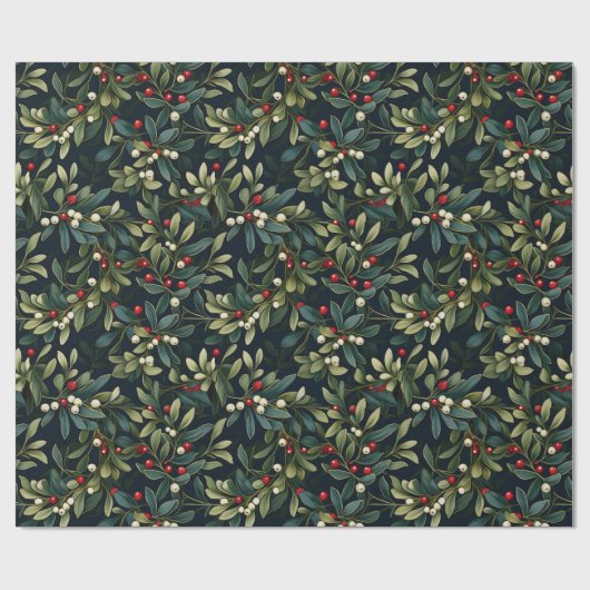Dark Moody Amerikaanse Mistletoe Winter Holiday Cadeaupapier (Vlak)
