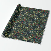 Dark Moody Amerikaanse Mistletoe Winter Holiday Cadeaupapier (Uitgerold)