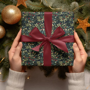 Dark Moody Amerikaanse Mistletoe Winter Holiday Cadeaupapier
