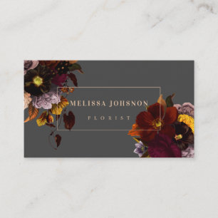 Dark Moody Autumn Floral Bouquet Visitekaartje