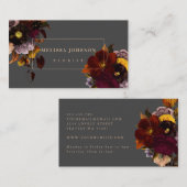Dark Moody Autumn Floral Bouquet Visitekaartje (Voorkant / Achterkant)