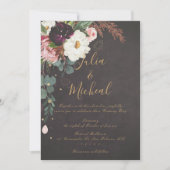 Dark Moody Autumn Floral Wedding Invitation Kaart (Voorkant)