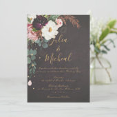 Dark Moody Autumn Floral Wedding Invitation Kaart (Staand voorkant)