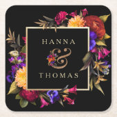 Dark Moody Autumn Floral Wedding Kartonnen Onderzetters (Voorkant)