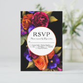 Dark Moody Autumn Floral Wedding RSVP Kaartje (Staand voorkant)