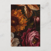 Dark Moody Baroque Florals Flowers Fall Wedding Informatiekaartje (Achterkant)