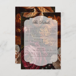 Dark Moody Baroque Florals Flowers Fall Wedding Informatiekaartje