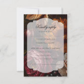 Dark Moody Baroque Florals Flowers Fall Wedding RSVP Kaartje (Voorkant)