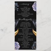 Dark Moody Black Floral Classic Typography Wedding Programmakaart (Achterkant)