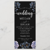 Dark Moody Black Floral Classic Typography Wedding Programmakaart (Voorkant)