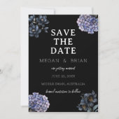 Dark Moody Black Floral Classic Typography Wedding Save The Date (Voorkant)