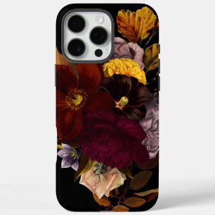 Dark Moody Black Herfst Bloemen iPhone 16 Pro Max Hoesje