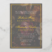 Dark Moody Bloemen Kalligrafie Goud Lijst bruiloft Folie Uitnodiging (Voorkant)