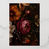 Dark Moody Bloemen Kalligrafie Goud Lijst bruiloft Folie Uitnodiging (Achterkant)