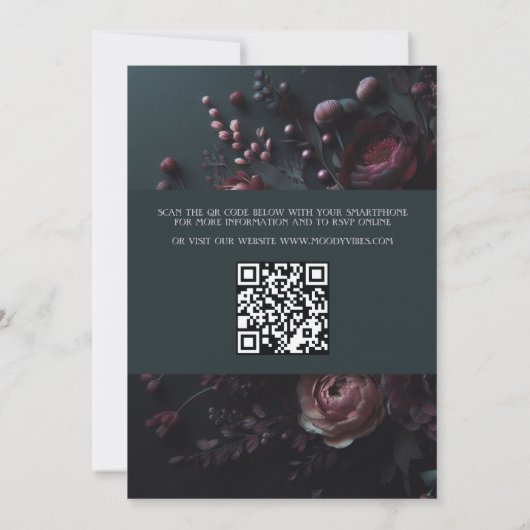 Dark Moody Bloemen met QR-code Kaart (Achterkant)