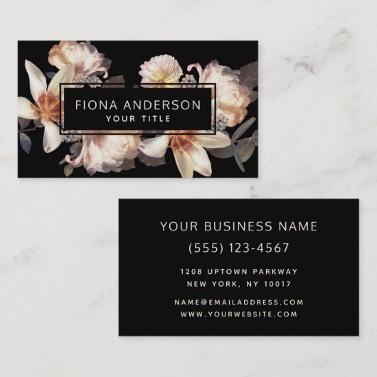 Dark Moody Bloemen Zakelijk Professional Visitekaartje (Voorkant / Achterkant)