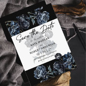 Dark Moody Bloemenblauw Bruiloft Save The Date Kaa