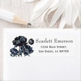 Dark Moody Blue Floral Vrijgezellenfeest Adres Etiket