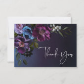 Dark Moody Blue Lavendel Floral Vrijgezellenfeest Bedankkaart (Voorkant)