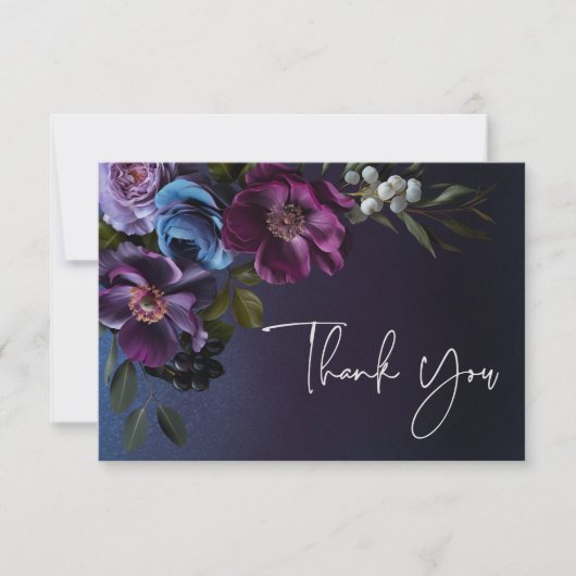 Dark Moody Blue Lavendel Floral Vrijgezellenfeest Bedankkaart (Voorkant)