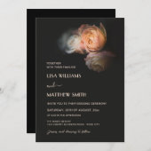 Dark Moody Blush Apricot Roses Wedding Kaart (Voorkant / Achterkant)
