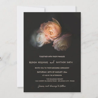 Dark Moody Blush Apricot Roses Wedding Kaart