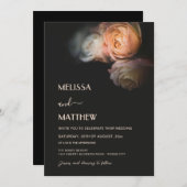 Dark Moody Blush Apricot Roses Wedding Kaart (Voorkant / Achterkant)