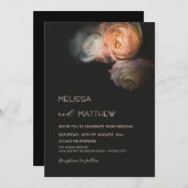 Dark Moody Blush Apricot Roses Wedding Kaart (Voorkant / Achterkant)