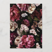 Dark Moody Blush Burgundy Floral Wedding Details Informatiekaartje (Achterkant)