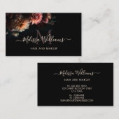 Dark Moody Blush Flowers Monogram Black Visitekaartje (Voorkant / Achterkant)
