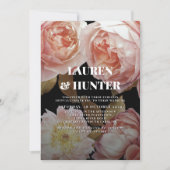 Dark Moody Blush Pink Floral Botanical Wedding Inv Kaart (Voorkant)