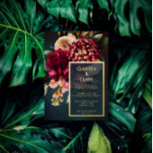 Dark Moody Bold Floral Gold Wedding Folie Invitati Folie Uitnodiging