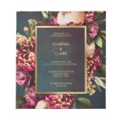 Dark Moody Bold Floral Marsala Wedding Invitation Notitieblok (Voorkant)