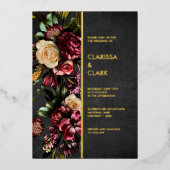 Dark Moody Bold Wild Flower Wedding Folie Invitati Folie Uitnodiging (Voorkant)