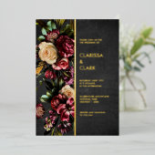 Dark Moody Bold Wild Flower Wedding Folie Invitati Folie Uitnodiging (Staand Voorkant)