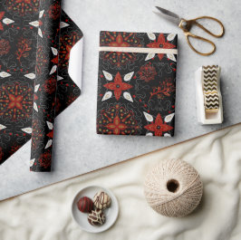 Dark Moody Botanical Mandala Kerstmis Cadeaupapier