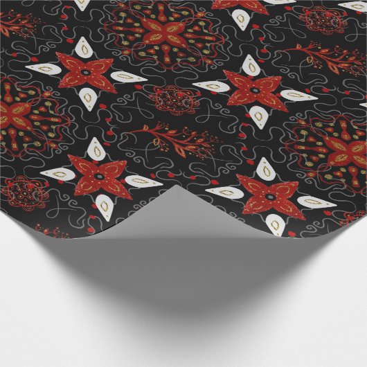 Dark Moody Botanical Mandala Kerstmis Cadeaupapier (Hoek)