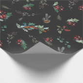 Dark Moody Botanicals Vakantie Cadeaupapier (Hoek)