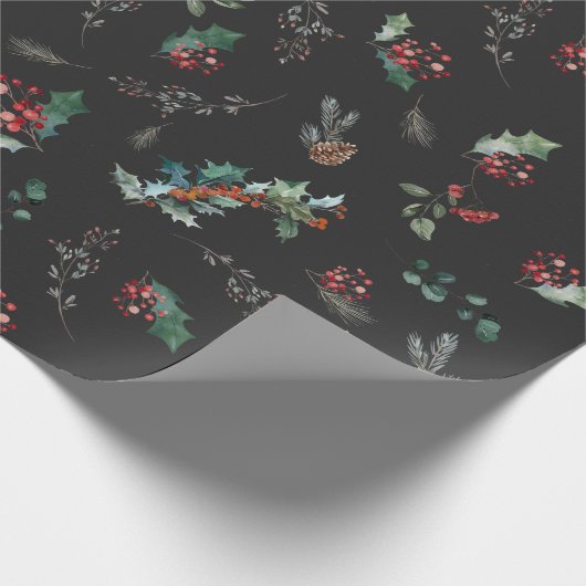 Dark Moody Botanicals Vakantie Cadeaupapier (Hoek)