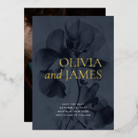 Dark Moody Botanische Bruiloft Foto Save the Date