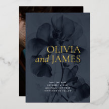 Dark Moody Botanische Bruiloft Foto Save the Date