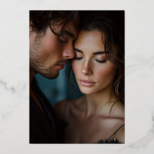 Dark Moody Botanische Bruiloft Foto Save the Date Folie Uitnodiging (Achterkant)