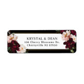Dark Moody Bourgogne Blush Bloemen Retouradres Etiket (Voorkant)