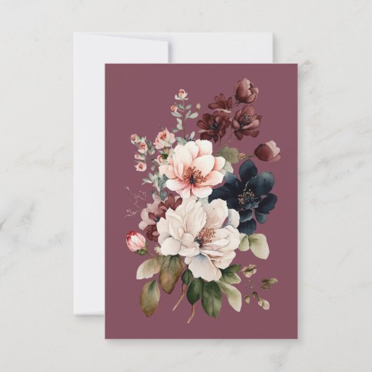 Dark Moody Bourgogne Ovaal Bloemen Lijst Bruiloft  Save The Date (Achterkant)