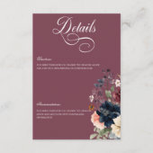 Dark Moody Bourgogne Ovaal Bloemen Lijst Details Informatiekaartje (Voorkant)